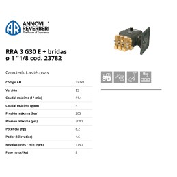 Bomba de Alta Presion RRA 3G30 E + Brida Ø 1 1/8"